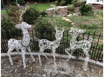 Trio Of Light Up Reindeer Christmas Garden Decor