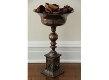 Decorative Tin Lionhead Pedestal Bowl