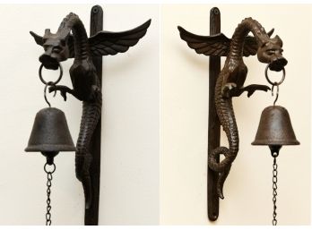 A Pair Of Cast Iron Dragon Wall Sconce Bells