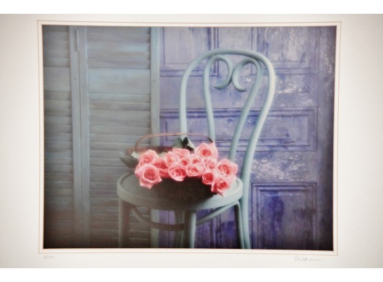Roses On A Chair Signed Berman 30 X 24