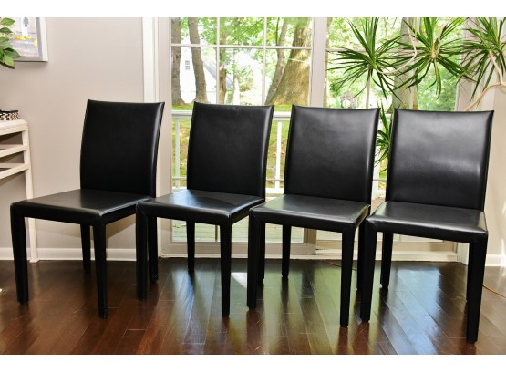 Maria Yee Mondo Black Leather Dining Chairs  Set Of 4 (lot 1)