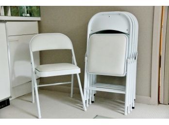 Set Of 6 White Cushioned Folding Chairs