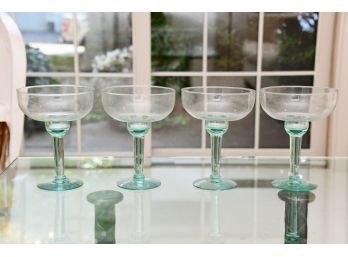 Four Green Margarita Glasses