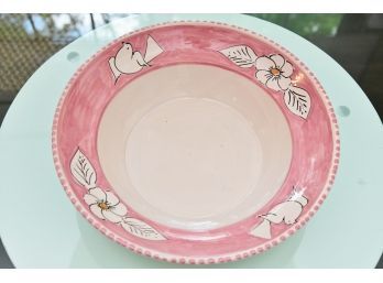 A Glazed Ceramic  Pink And White Love Bird Bowl
