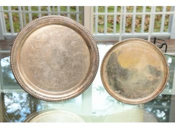 Two Vintage Round Silver Plate Serving Platters