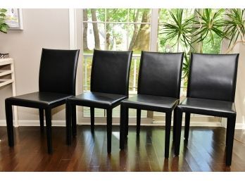 Maria Yee Mondo Black Leather Dining Chairs  Set Of 4