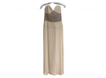 Angel Sanches Custom Sleeveless Gown Cream With Sequent Size 38