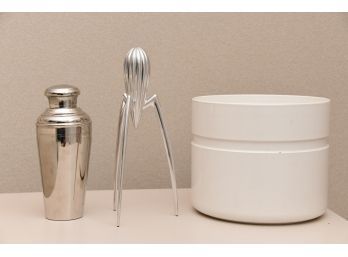 MCM Barware Grouping Including Juices, Iced Bucket And Shaker