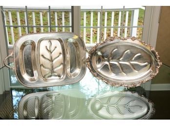 Silver On Copper Serving Dishes
