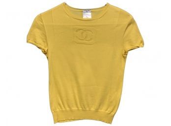 Chanel Short Sleeve Mustard Sweater Size 36