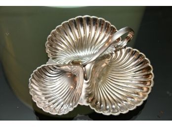 A Three Compartment Silver Plate Serving Dish