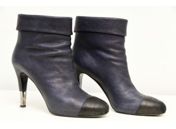 Chanel Leather Cap Toe Short Boot Size 38.5