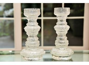 A Pair Of Pressed Glass Vases
