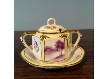 Hand-painted Nippon  Covered Sugar Bowl