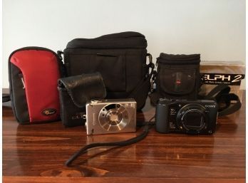 Canon & Sony Cameras & Assorted Cases