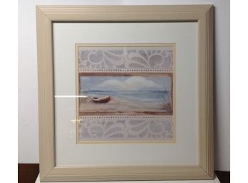 Seaside With Rowboat Artwork Signed Carol Robinson