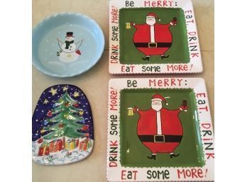Four Christmas Ceramics Serving Plates