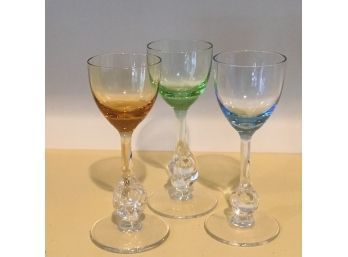 Trio Of Colored Cordial Glasses
