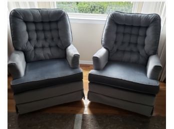 Pair Of Blue Velour Rocker Chairs