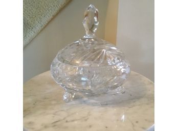 Cut Crystal Etched Bowl With Cover