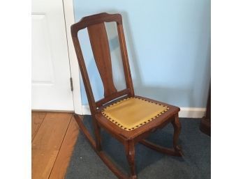Vintage Nailhead Trim Wood Rocking Chair