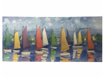 Sailboat Painting On Stretched Canvas Original By Paul Brent