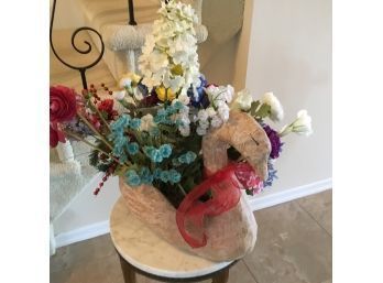 Goose With Faux Flowers