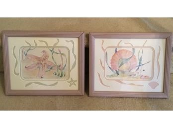 Pair Of Water Colors Framed Pictures By Marcy Chapman