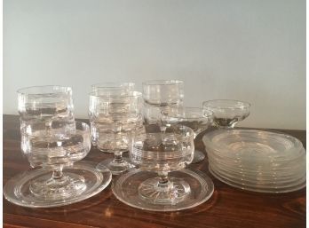 Set Of 12 Glass Dessert Bowls With Saucers