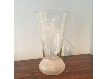 Vintage Grapevine Etched Glass Vase