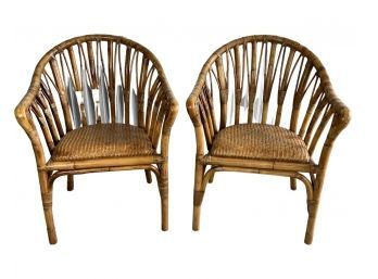 A Pair Of Bamboo Side Chairs