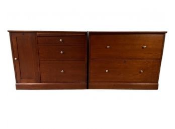 A Set Of Cherry Office Furniture Cabinets