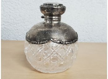 Antique Cut Crystal And Sterling Silver Perfume Bottle