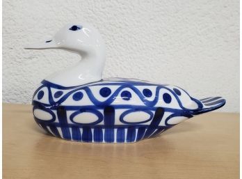 A Blue And White Vintage Dansk Duck
