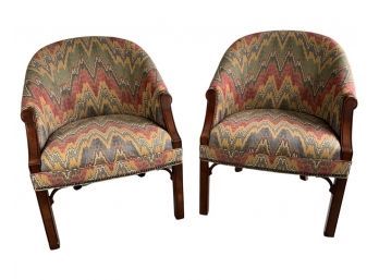 A Pair Of Nailhead Trim Side Chairs