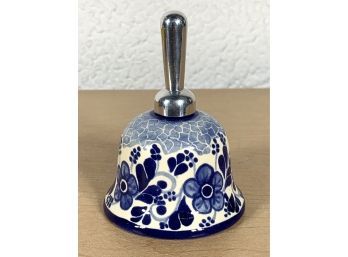 Blue And White Ceramic Bell Made In Mexico