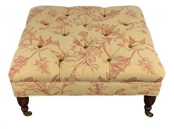 Red And Mustard Stitched Tufted Ottoman