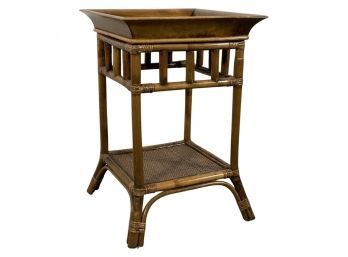 Bamboo And Rattan Side Table