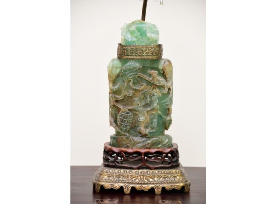 Antique Carved Jade Urn Lamp