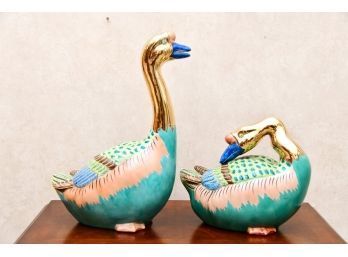Andrea By Sadek Pair Of Gold Neck Geese
