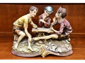 Boys Playing Cards Capodimonte
