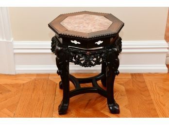 Antique 19th Century Chinese Octagonal Carved Rosewood Plant Stand