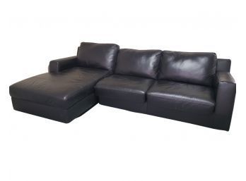J & M Italian Black Leather Sofa