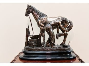 The Ferrier Has Arrived Bronze Horse Sculpture On Base By Crosa 2002