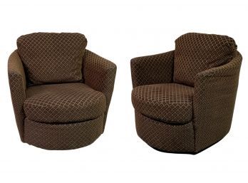 Pair Of Comfy Swivel Barrel Chairs