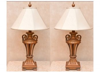 Pair Of Able Castings Gold Table Lamps