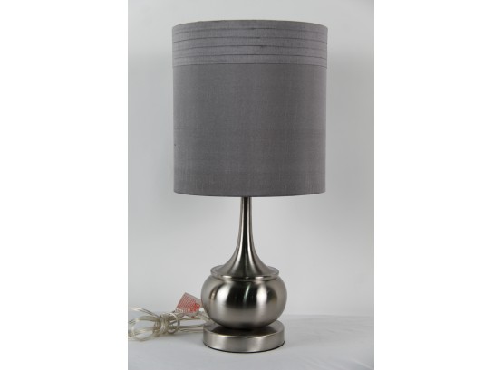 Chrome Base Lamp With Dark Gray Shade