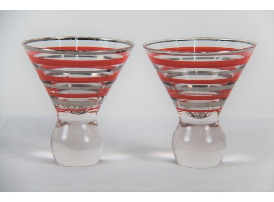 Pair Of Red Striped Shot Glasses