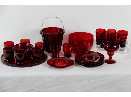 Large Assortment Of Ruby Red Kitchenware