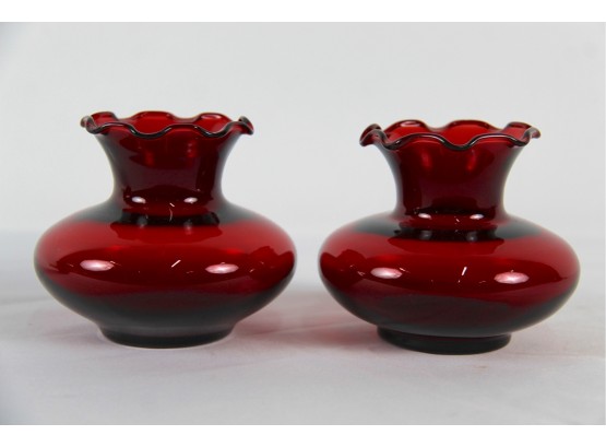 Pair Of Red Bud Vases